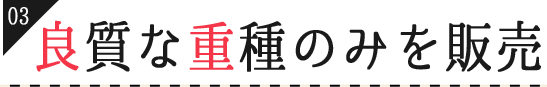 良質な重種のみを販売
